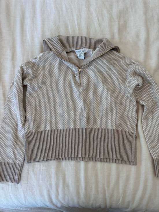 Rachel Zoe Sweaters - Rachel Zoe Women’s Beige Textured Half-Zip Sweater